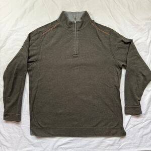 Tommy Bahama Men’s Reversible Half Zip Sweater Brown Grey Size L Alpine View